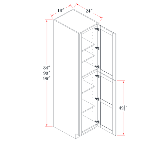 Onyx Black Tall Pantry Cabinet - 18"W x 90"H