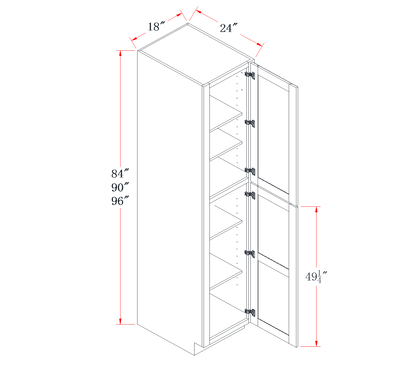 Charcoal Gray Tall Pantry Cabinet - 18"W x 96"H