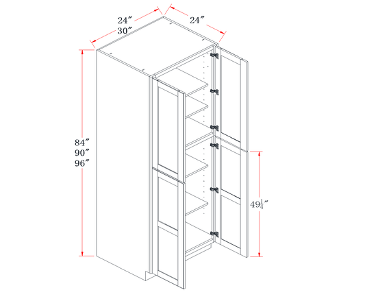 Onyx Black Tall Pantry Cabinet - 24"W x 84"H