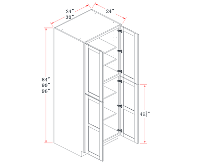 Charcoal Gray Tall Pantry Cabinet - 24"W x 90"H
