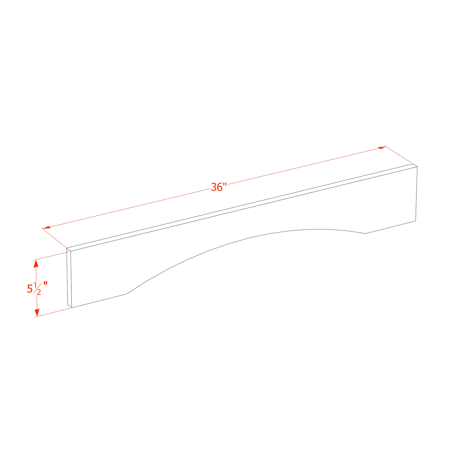 Creamy White - 5-1/2"W × 36"L Arched Valance