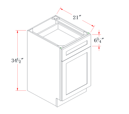 Onyx Black Vanity Base Cabinet - 21"W