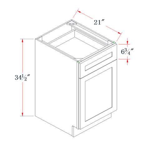 Onyx Black Vanity Base Cabinet - 18"W