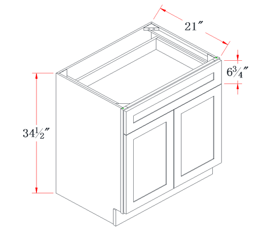 Onyx Black Vanity Base Cabinet - 27"W