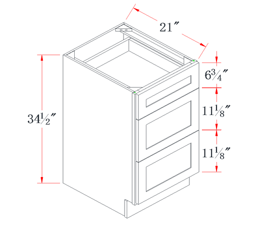 Onyx Black Vanity Drawer Base Cabinet - 15"W