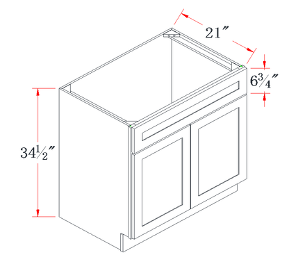 Teal Green Vanity Sink Base Cabinet - 24"W