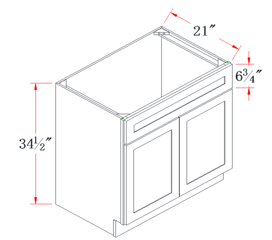 Onyx Black Vanity Sink Base Cabinet - 24"W