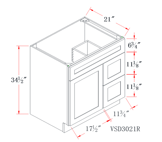 Natural Wood Offset-Sink Vanity Combo Cabinet (Drawer on Left) - 30"W