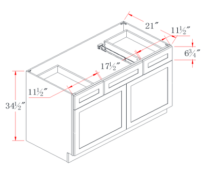 Navy Blue Centered-Sink Vanity Combo Cabinet - 42"W