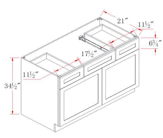 Navy Blue Centered-Sink Vanity Combo Cabinet - 42"W
