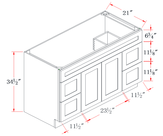 Charcoal Gray Centered-Sink Vanity Combo Cabinet - 48"W