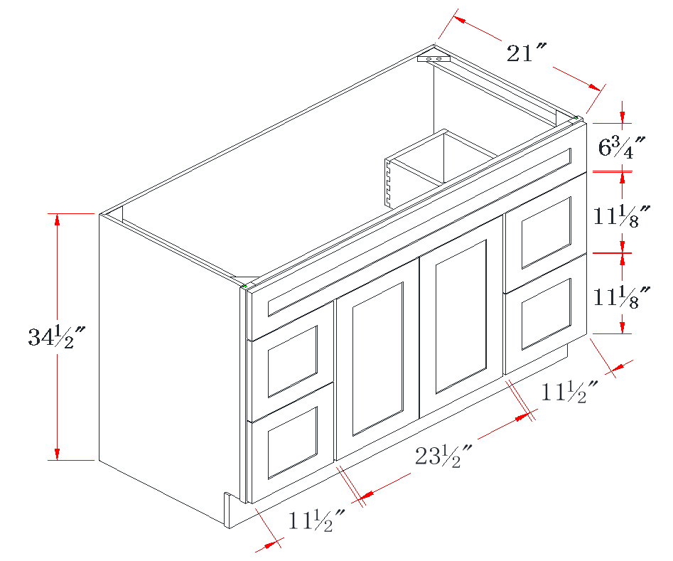 Natural Wood Centered-Sink Vanity Combo Cabinet - 48"W