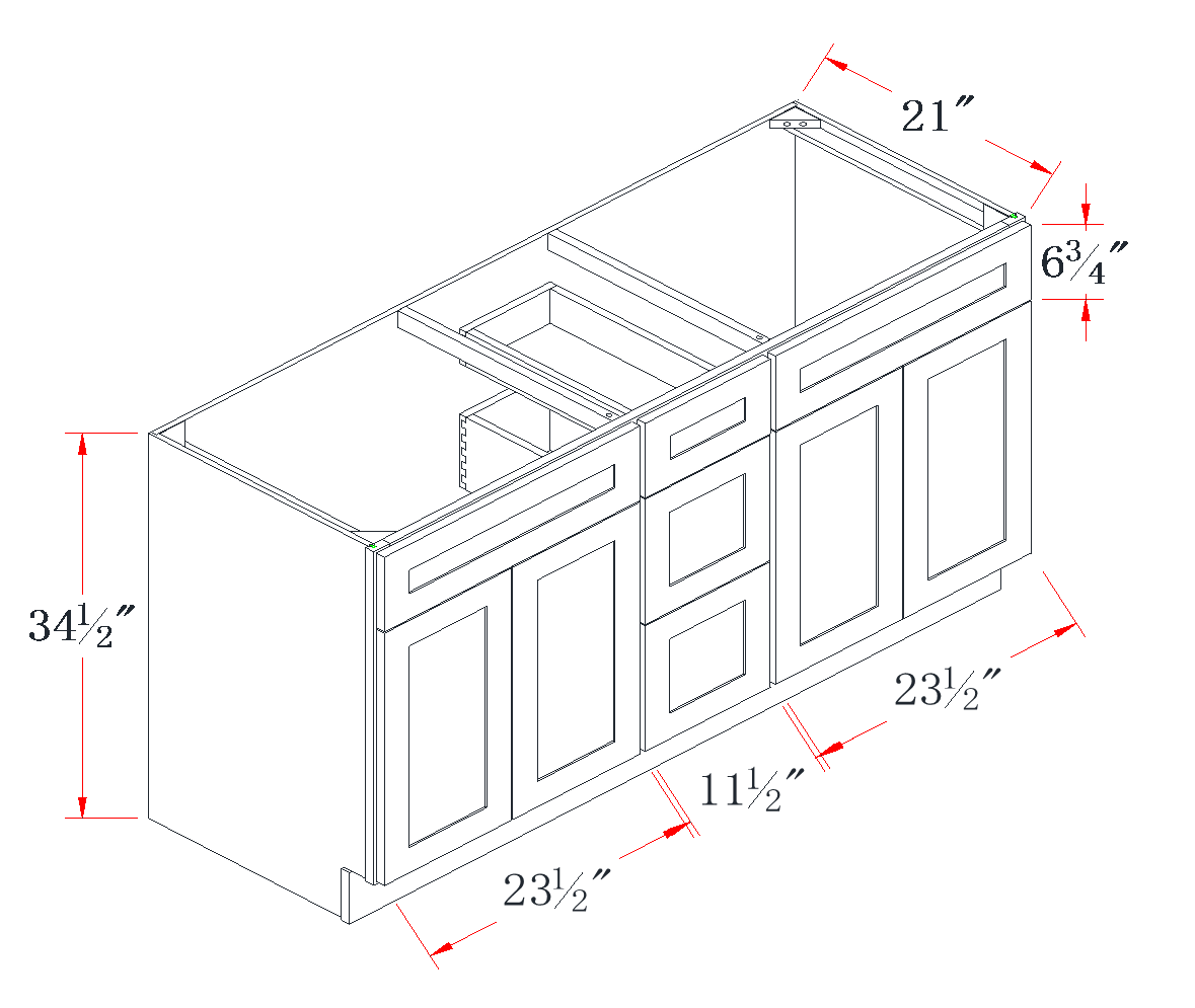 Onyx Black Double Sink Vanity Combo Cabinet - 60"W