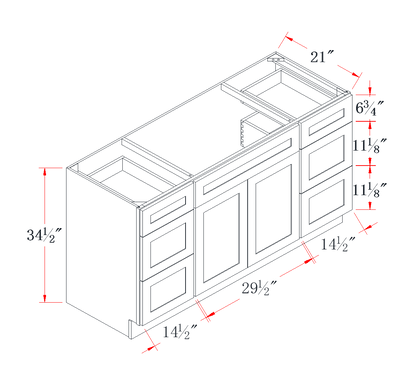 Charcoal Gray Single Sink Vanity Combo Cabinet - 60"W