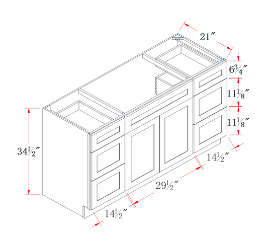 Polar White Single Sink Vanity Combo Cabinet - 60"W