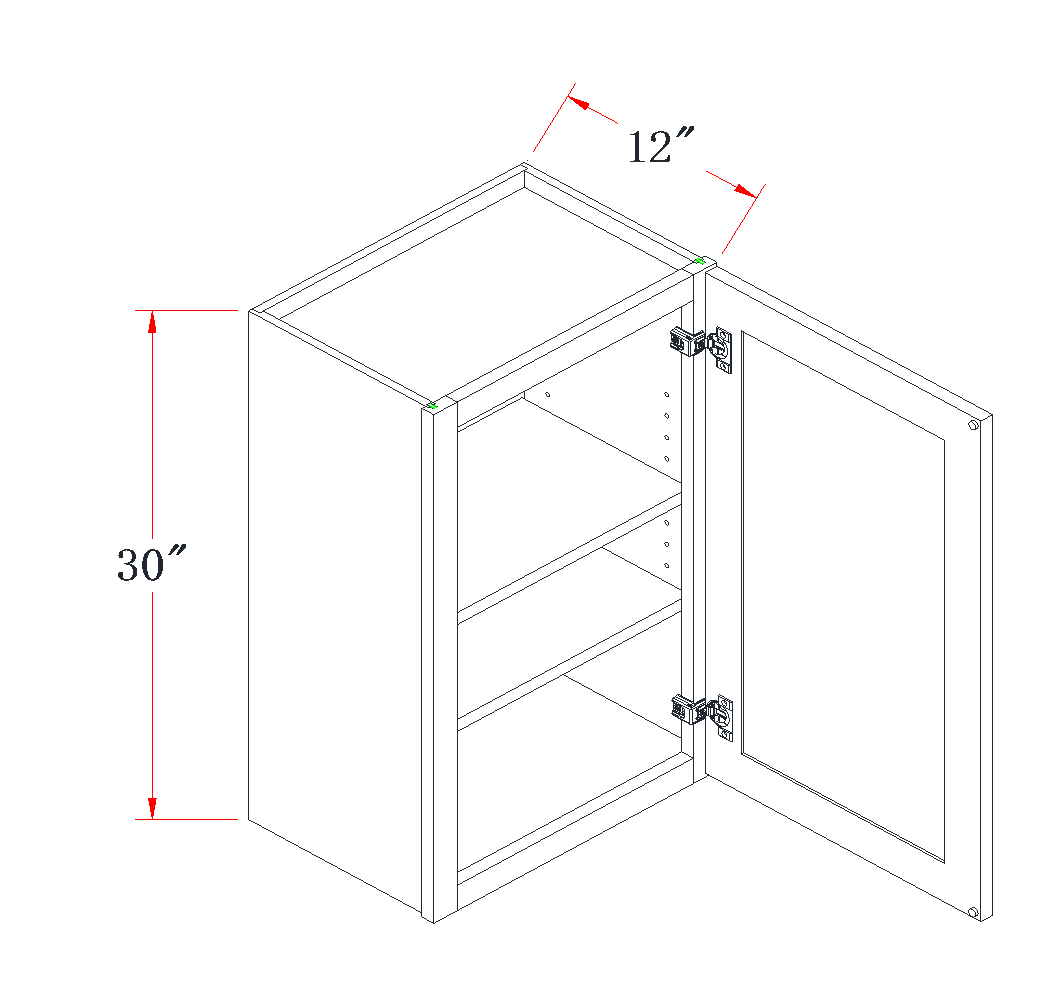 Charcoal Gray Standard Wall Cabinet - 15"W x 30"H