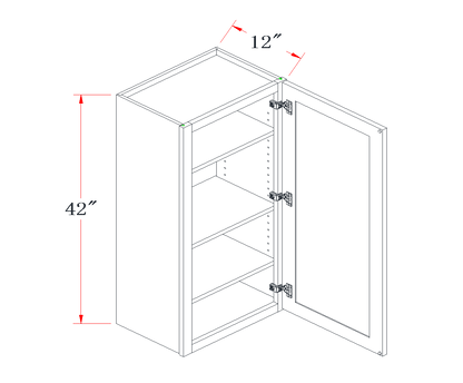 Slim Polar White Standard Wall Cabinet - 12"W x 42"H