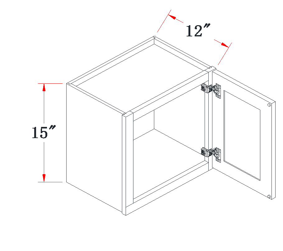 Onyx Black Standard Wall Cabinet - 12"W x 15"H