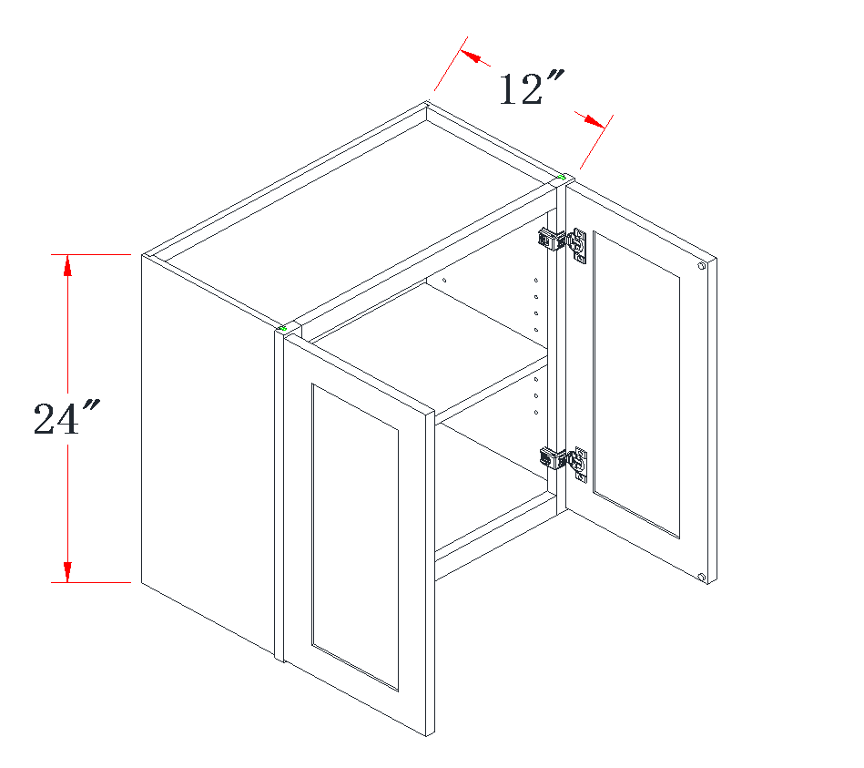 Slim Polar White Standard Wall Cabinet - 33"W x 24"H