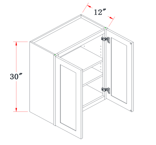 Onyx Black Standard Wall Cabinet - 30"W x 30"H