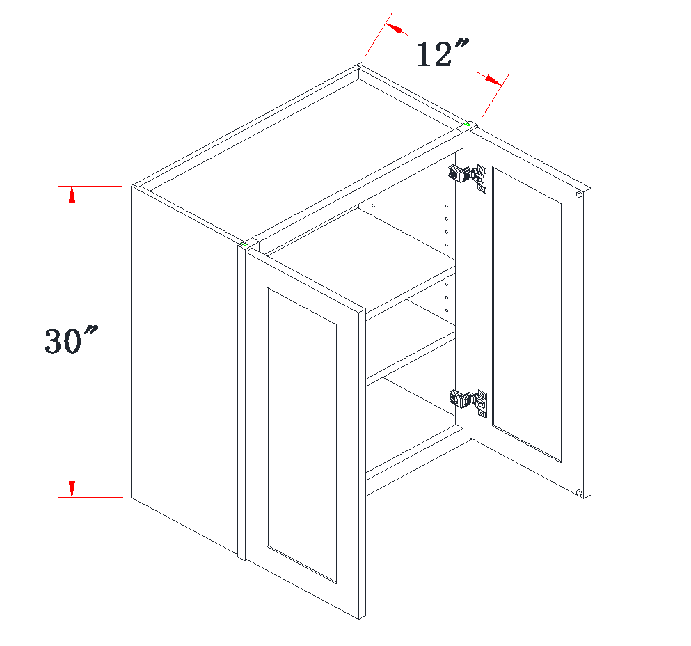 Onyx Black Standard Wall Cabinet - 33"W x 30"H