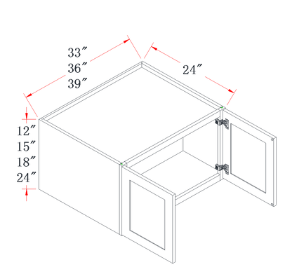 Polar White 24" Deep Wall Bridge Cabinet - 36"W x 18"H