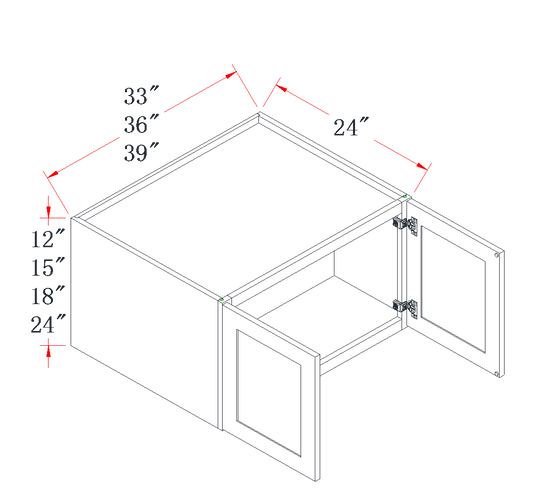 Onyx Black 24" Deep Wall Bridge Cabinet - 33"W x 15"H