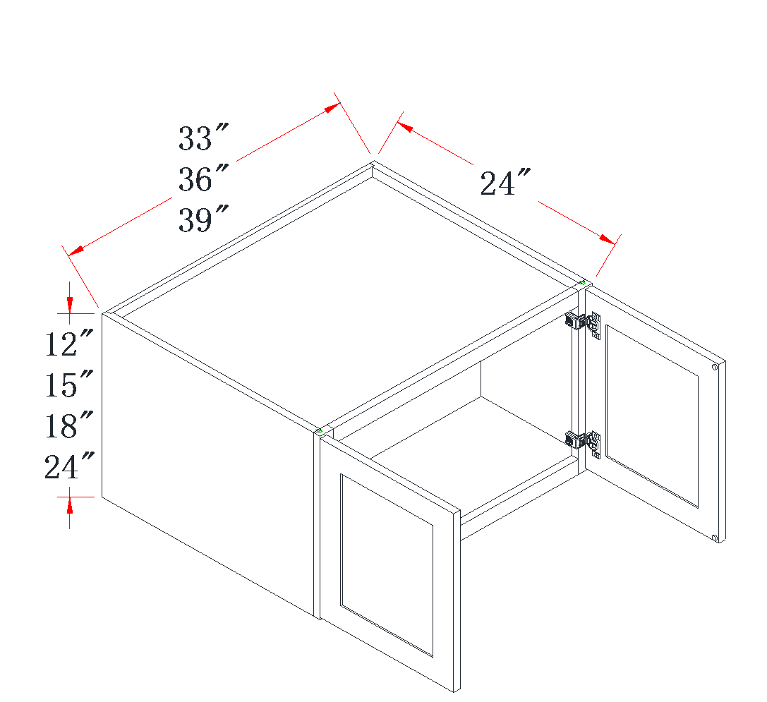 Slim Polar White 24" Deep Wall Bridge Cabinet - 39"W x 15"H