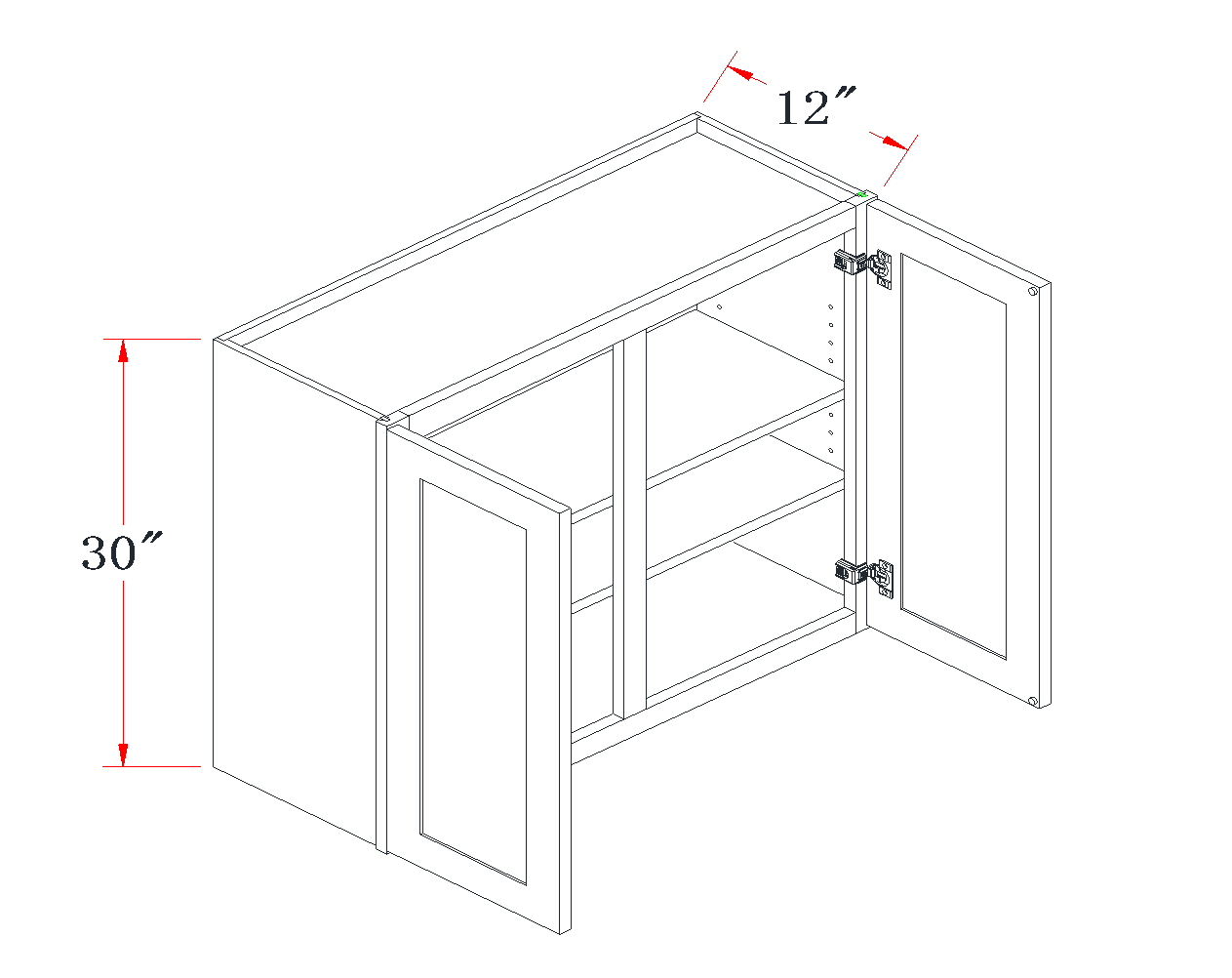 Teal Green Standard Wall Cabinet - 42"W x 30"H