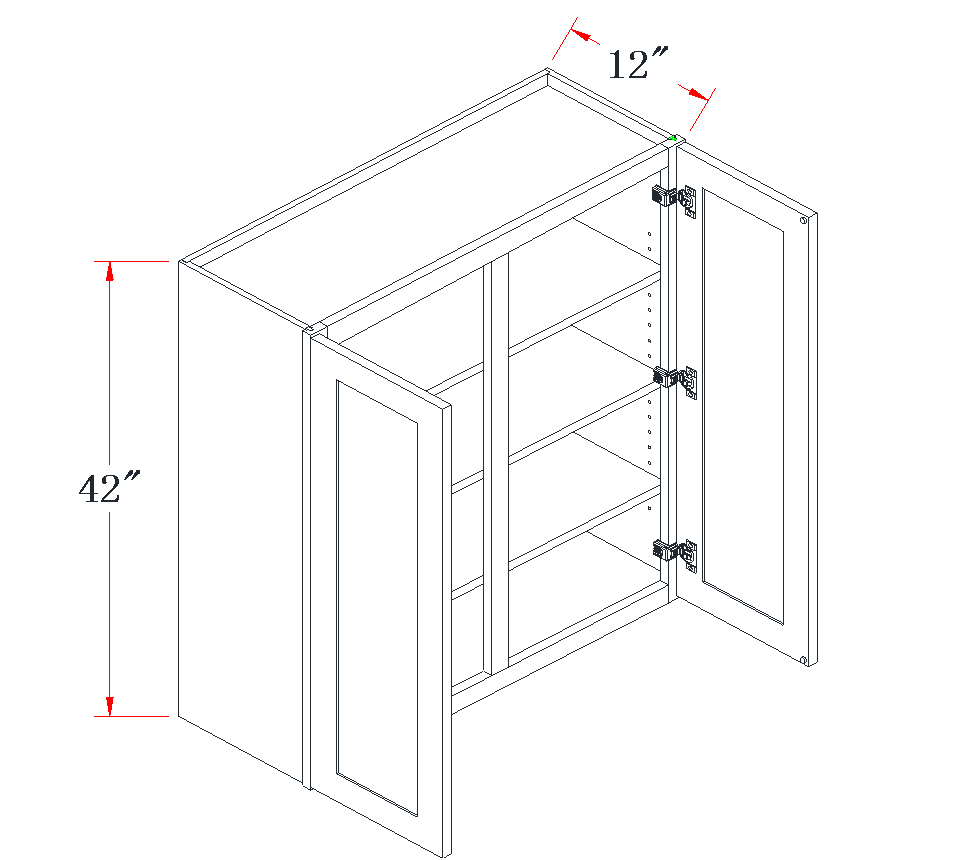Slim Espresso Brown Standard Wall Cabinet - 42"W x 42"H