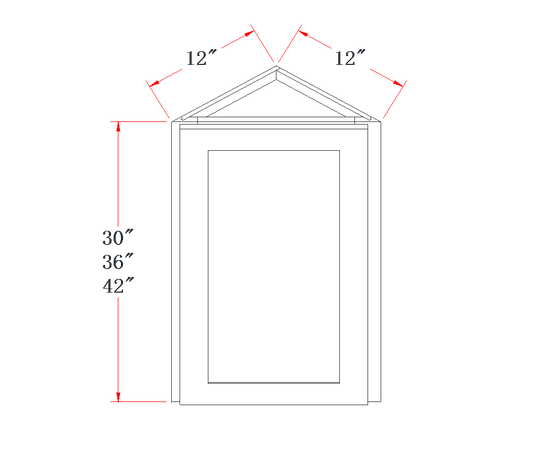 Natural Wood Angled-End Wall Cabinet - 12"W x 36"H