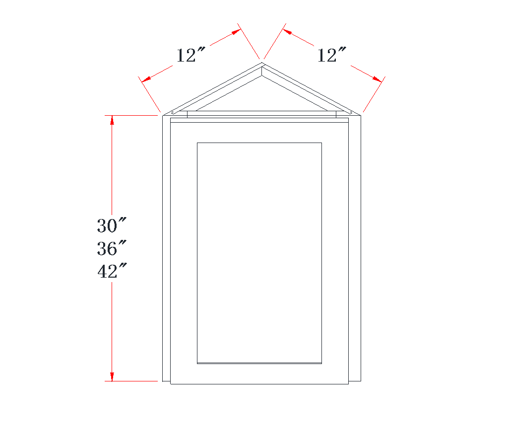 Polar White Angled-End Wall Cabinet - 12"W x 42"H
