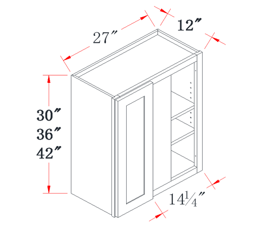 Charcoal Gray Blind Corner Wall Cabinet - 27"W x 42"H