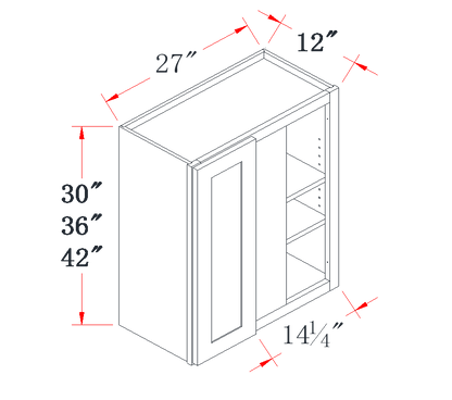 Onyx Black Blind Corner Wall Cabinet - 27"W x 36"H