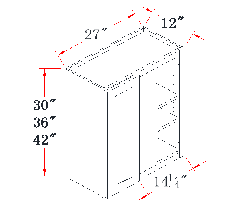 Navy Blue Blind Corner Wall Cabinet - 27"W x 36"H