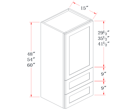 Onyx Black Drawer Wall Cabinet - 18"W x 48"H