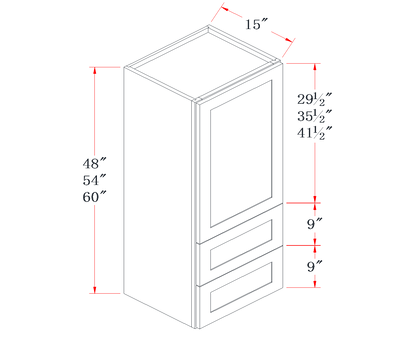 Onyx Black Drawer Wall Cabinet - 18"W x 54"H