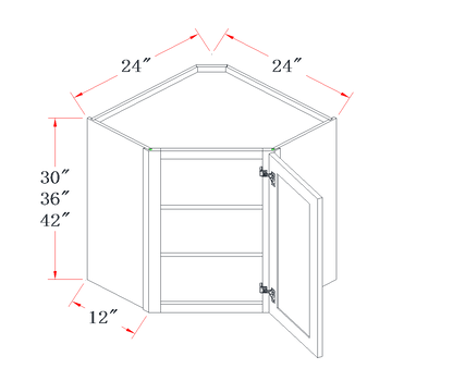 Navy Blue Diagonal Corner Wall Cabinet - 24"W x 30"H
