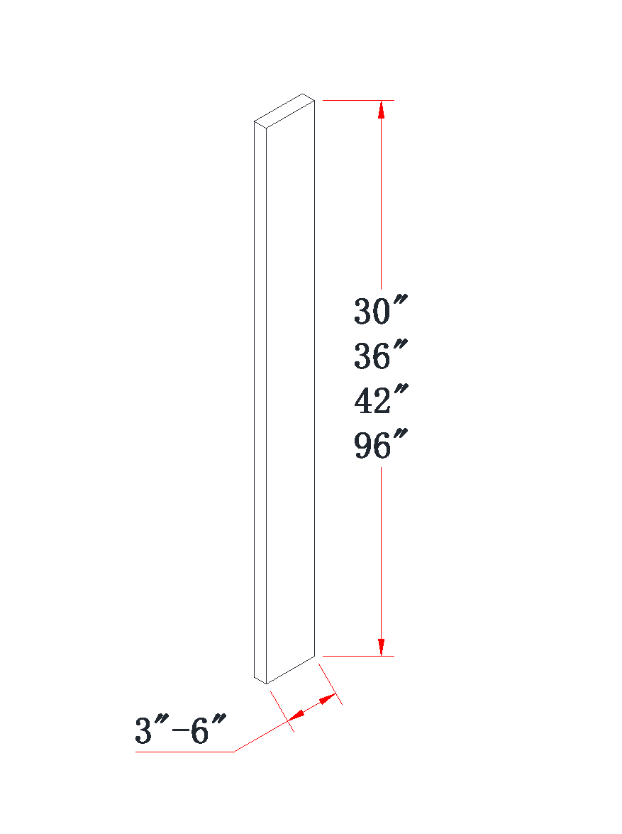 Charcoal Gray Tall Filler - 03"W x 96"L