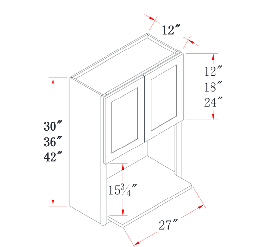 Ivory White Microwave Wall Cabinet - 30"W x 30"H