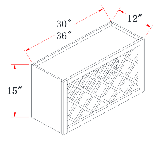 Slim Espresso Brown Wine Rack Wall Cabinet - 30"W x 15"H