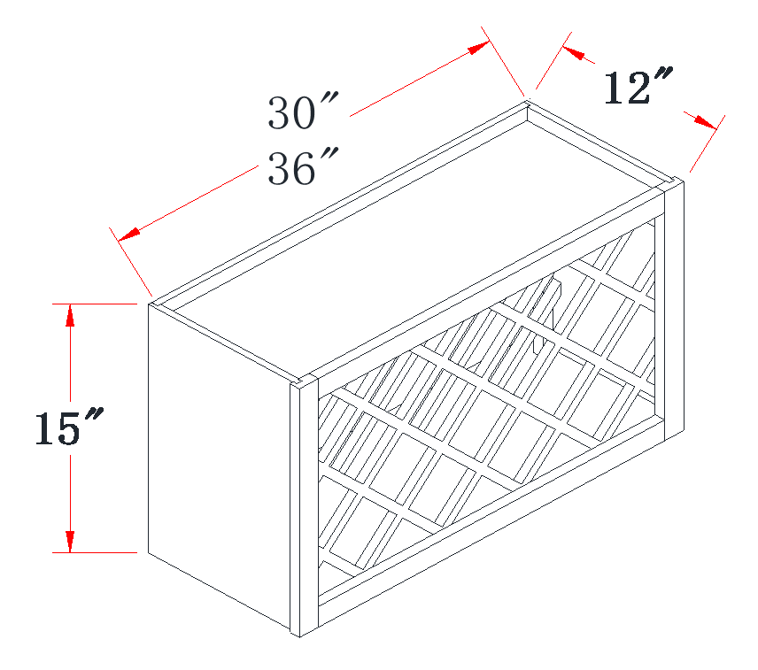 Navy Blue Wine Rack Wall Cabinet - 36"W x 15"H