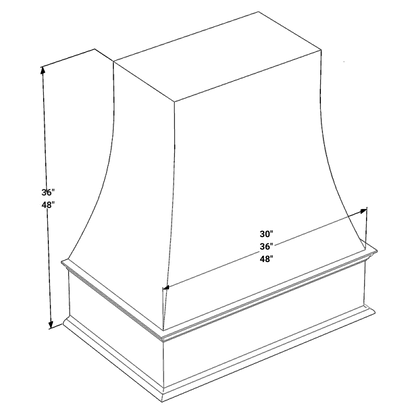 Onyx Black Wood Range Hoods Wall Cabinet - 48"W x 36"H