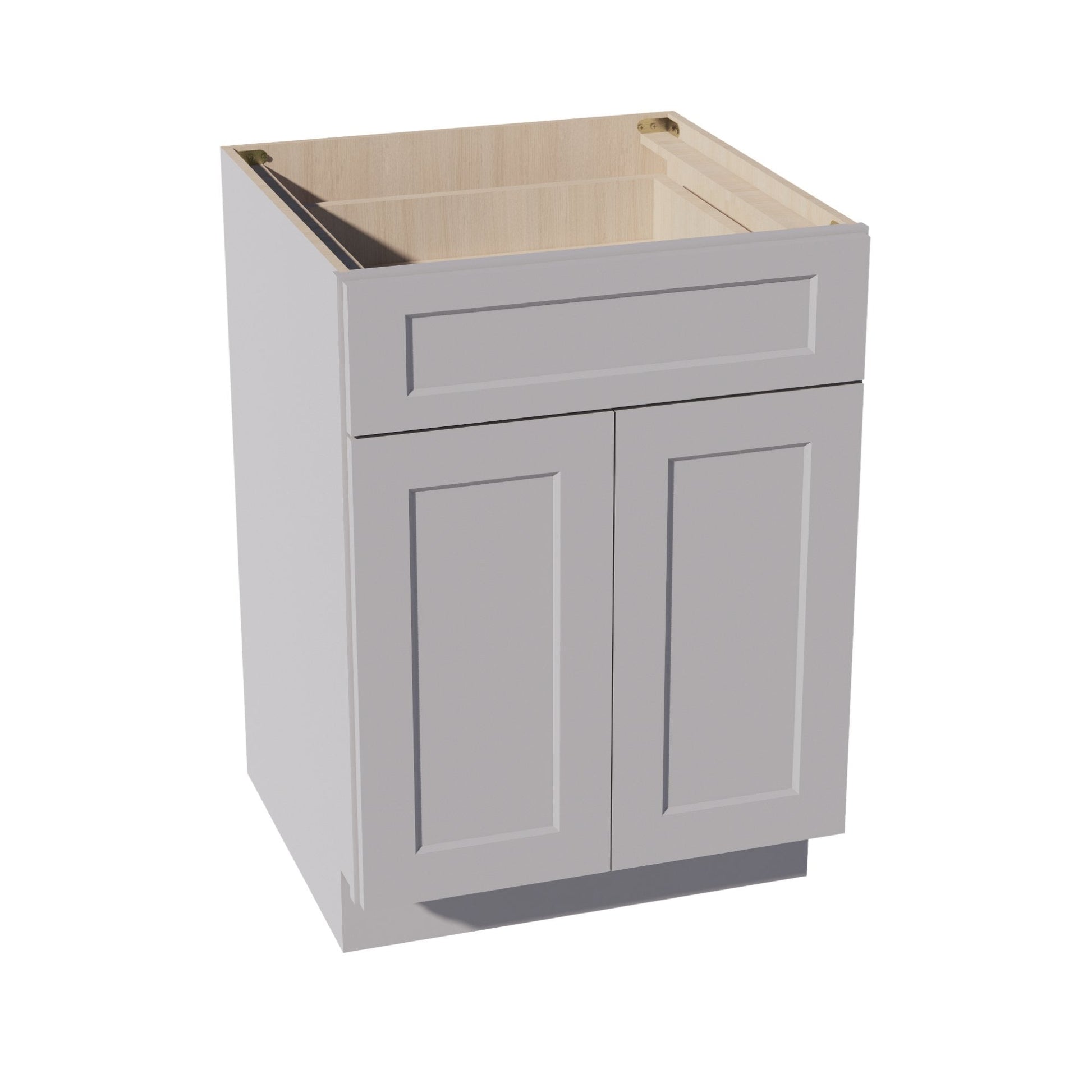 HA - B24: Ash Gray Shaker 24" 1 Drawer 2 Doors Standard Base Cabinet - NextCabinets