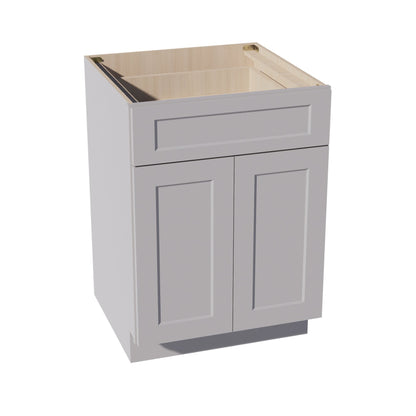 HA - B24: Ash Gray Shaker 24" 1 Drawer 2 Doors Standard Base Cabinet - NextCabinets