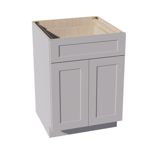 HA - B24: Ash Gray Shaker 24" 1 Drawer 2 Doors Standard Base Cabinet - NextCabinets