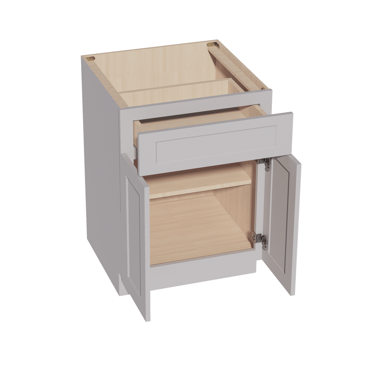 HA - B24: Ash Gray Shaker 24" 1 Drawer 2 Doors Standard Base Cabinet - NextCabinets