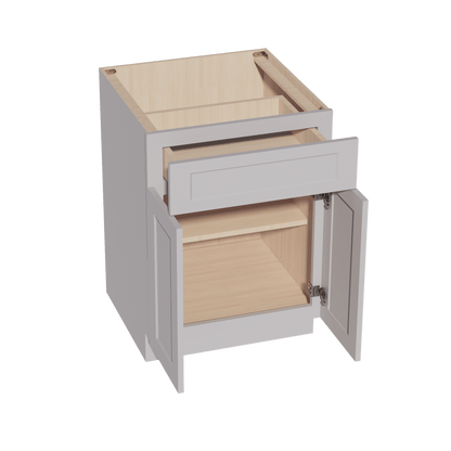 HA - B24: Ash Gray Shaker 24" 1 Drawer 2 Doors Standard Base Cabinet - NextCabinets