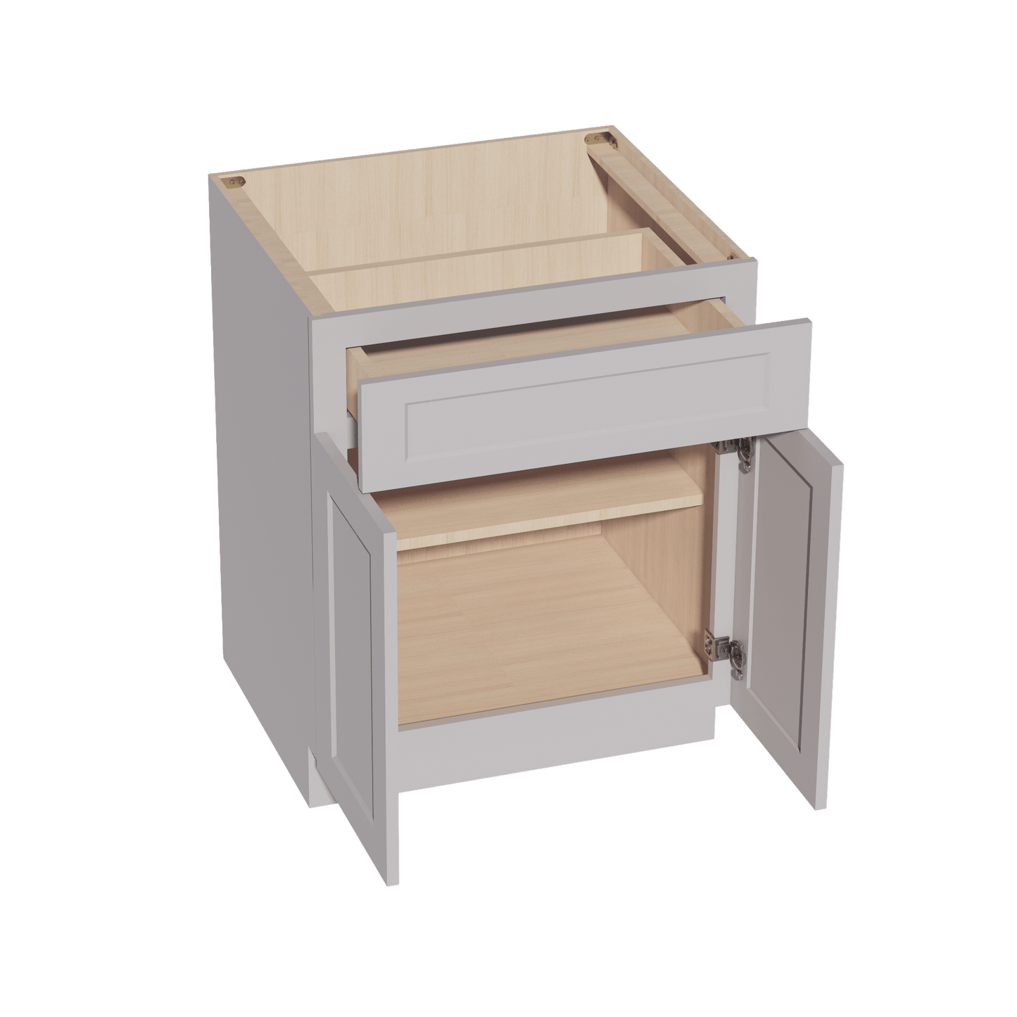 HA - B27: Ash Gray Shaker 27" 1 Drawer 2 Doors Standard Base Cabinet - NextCabinets