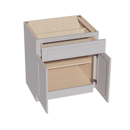HA - B30: Ash Gray Shaker 30" 1 Drawer 2 Doors Standard Base Cabinet - NextCabinets